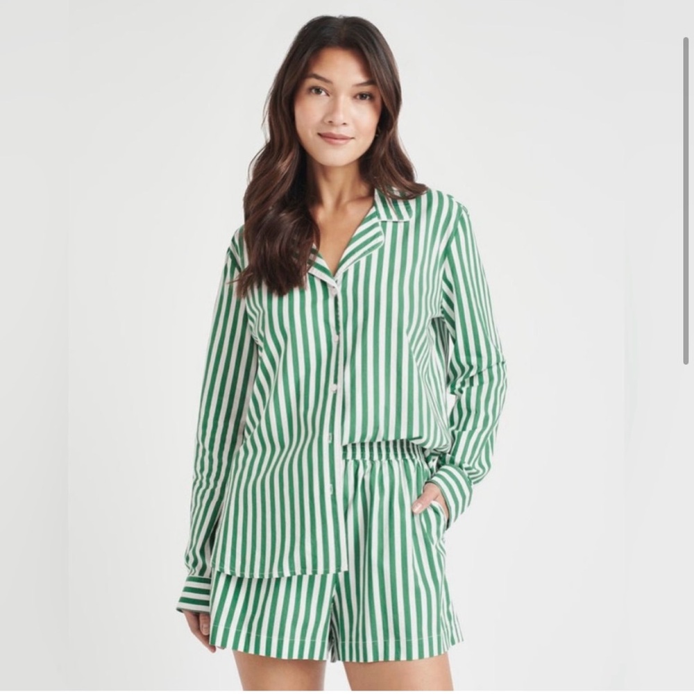Splendid Green and White Striped Button-Down Shirt